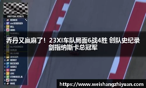乔丹又赢麻了！23XI车队局面6战4胜 创队史纪录剑指纳斯卡总冠军